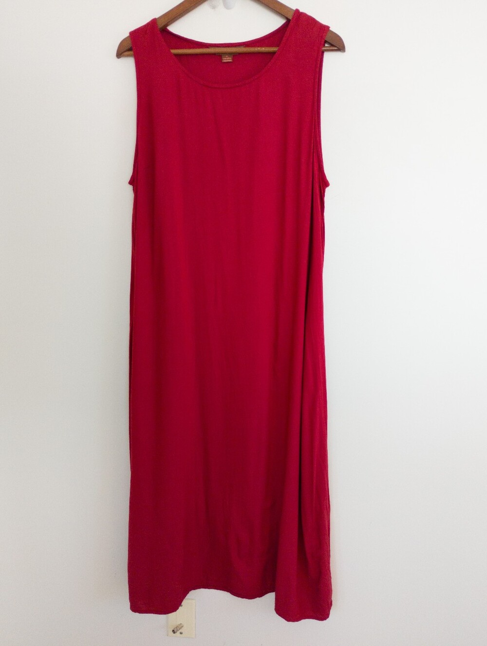 April Cornell Red Sleeveless Tank Midi Dress XL Rayon Cotton Lagenlook Boho